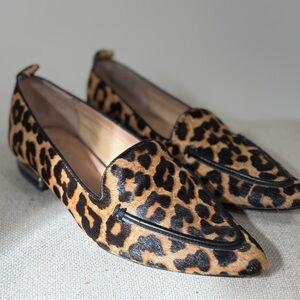 Franco Sarto Leopard Print Leather Loafers Size 6.5